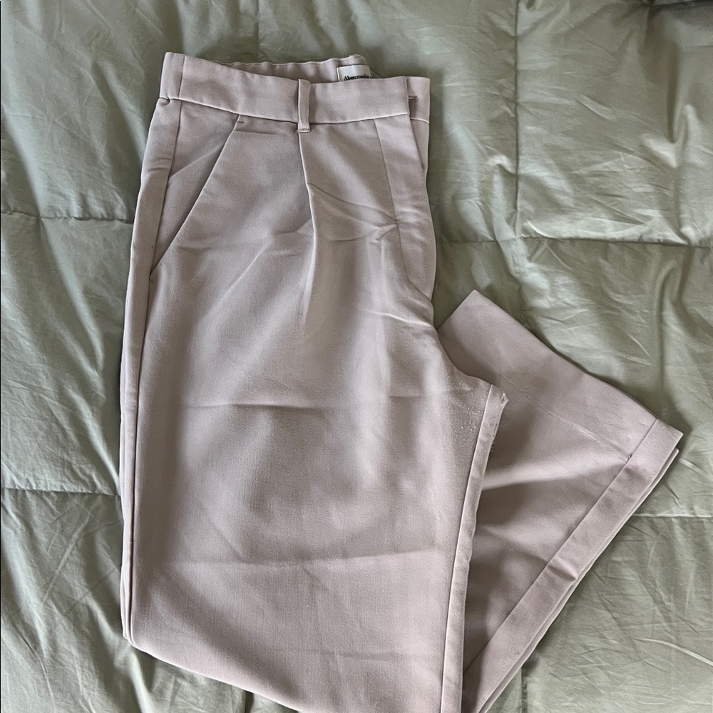 Abercrombie & Fitch Light Taupe Wide-Leg Trousers